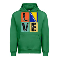 Emerald vintage retro i love bosnia flag for bosnian pride gift t shirt Urban Hoodie - linhVisuals