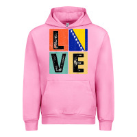 Fuchsia Pink vintage retro i love bosnia flag for bosnian pride gift t shirt Urban Hoodie - linhVisuals