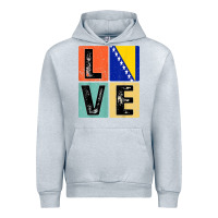 Heather Grey vintage retro i love bosnia flag for bosnian pride gift t shirt Urban Hoodie - linhVisuals