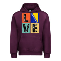 Mauve Wine vintage retro i love bosnia flag for bosnian pride gift t shirt Urban Hoodie - linhVisuals