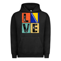 Pigment Black vintage retro i love bosnia flag for bosnian pride gift t shirt Urban Hoodie - linhVisuals