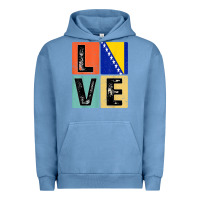 Pigment Pebble Blue vintage retro i love bosnia flag for bosnian pride gift t shirt Urban Hoodie - linhVisuals