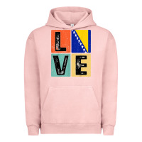 Pigment Salmon vintage retro i love bosnia flag for bosnian pride gift t shirt Urban Hoodie - linhVisuals