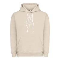 Pigment French Oak peace sign two fingers hand gesture symbol illustration t shirt Urban Hoodie - linhVisuals