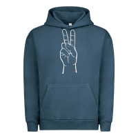 Pigment Midnight Navy peace sign two fingers hand gesture symbol illustration t shirt Urban Hoodie - linhVisuals