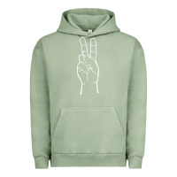 Pigment Oil Green peace sign two fingers hand gesture symbol illustration t shirt Urban Hoodie - linhVisuals