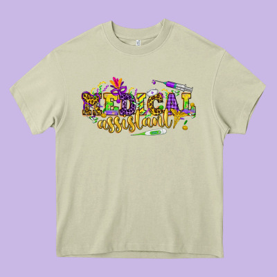 Ma Medical Assistant Mardi Gras Heavy Core Tee Designed By Howdyjamesfarm