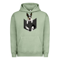 Pigment Oil Green rat terrier dog in pocket, rattie puppy, ratting terrier t shirt Urban Hoodie - linhVisuals