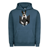 Pigment Midnight Navy rat terrier dog in pocket, rattie puppy, ratting terrier t shirt Urban Hoodie - linhVisuals