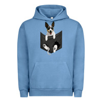 Pigment Pebble Blue rat terrier dog in pocket, rattie puppy, ratting terrier t shirt Urban Hoodie - linhVisuals