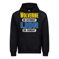 Black wolverine on saturday lion on sunday fans detroit vintage pullover hoo Urban Hoodie - linhVisuals