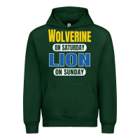 Forest Green wolverine on saturday lion on sunday fans detroit vintage pullover hoo Urban Hoodie - linhVisuals