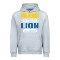 Heather Grey wolverine on saturday lion on sunday fans detroit vintage pullover hoo Urban Hoodie - linhVisuals