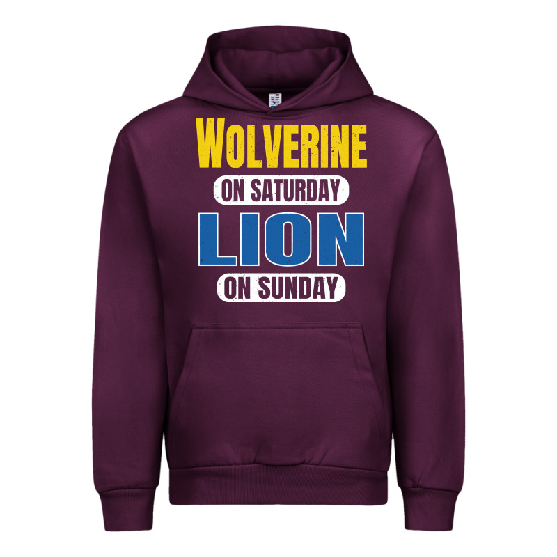 Wolverine On Saturday Lion On Sunday Fans Detroit Vintage Pullover Hoo Urban Hoodie by linhVisuals | Teevron