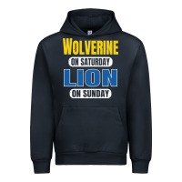 Navy wolverine on saturday lion on sunday fans detroit vintage pullover hoo Urban Hoodie - linhVisuals