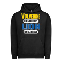 Pigment Black wolverine on saturday lion on sunday fans detroit vintage pullover hoo Urban Hoodie - linhVisuals