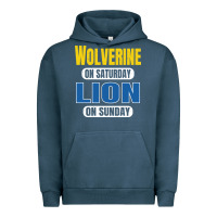 Pigment Midnight Navy wolverine on saturday lion on sunday fans detroit vintage pullover hoo Urban Hoodie - linhVisuals