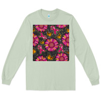 Matcha breast cancer sunflower seamless pattern Long Sleeve Tee - BundleAndBundleShop