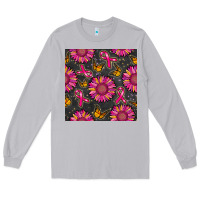Moon Dust breast cancer sunflower seamless pattern Long Sleeve Tee - BundleAndBundleShop