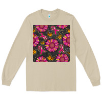 Mushroom breast cancer sunflower seamless pattern Long Sleeve Tee - BundleAndBundleShop