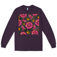Plum breast cancer sunflower seamless pattern Long Sleeve Tee - BundleAndBundleShop