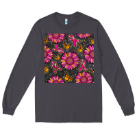 Smoke breast cancer sunflower seamless pattern Long Sleeve Tee - BundleAndBundleShop