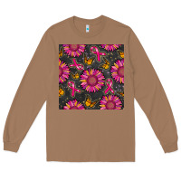 Toasted Coconut breast cancer sunflower seamless pattern Long Sleeve Tee - BundleAndBundleShop