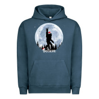 Pigment Midnight Navy santa bigfoot christmas rock funny sasquatch believe xmas t shirt Urban Hoodie - linhVisuals