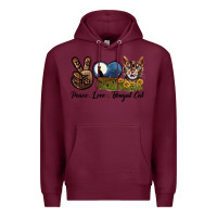 Burgundy Peace Love Bengal Cat Head Premium Hoodie - LillyAllenDesigns