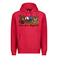 Cardinal Peace Love Bengal Cat Head Premium Hoodie - LillyAllenDesigns