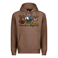 Chestnut Peace Love Bengal Cat Head Premium Hoodie - LillyAllenDesigns