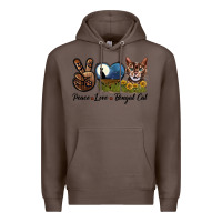 Coffee Peace Love Bengal Cat Head Premium Hoodie - LillyAllenDesigns