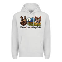 Dove Grey Peace Love Bengal Cat Head Premium Hoodie - LillyAllenDesigns