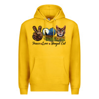 Lemon Peace Love Bengal Cat Head Premium Hoodie - LillyAllenDesigns