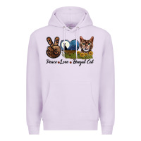 Lilac Peace Love Bengal Cat Head Premium Hoodie - LillyAllenDesigns