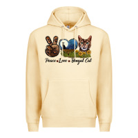 Pina Colada Peace Love Bengal Cat Head Premium Hoodie - LillyAllenDesigns