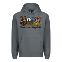 Rock Peace Love Bengal Cat Head Premium Hoodie - LillyAllenDesigns
