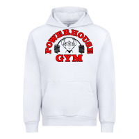 White POWERHOUSE GYM VINTAGE SPORT Urban Hoodie - linhVisuals