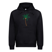 Black womens marco island florida colorful palm tree retro novelty art v nec Urban Hoodie - linhVisuals