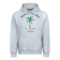 Heather Grey womens marco island florida colorful palm tree retro novelty art v nec Urban Hoodie - linhVisuals