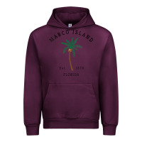 Mauve Wine womens marco island florida colorful palm tree retro novelty art v nec Urban Hoodie - linhVisuals