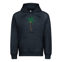 Navy womens marco island florida colorful palm tree retro novelty art v nec Urban Hoodie - linhVisuals