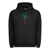 Pigment Black womens marco island florida colorful palm tree retro novelty art v nec Urban Hoodie - linhVisuals