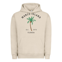 Pigment French Oak womens marco island florida colorful palm tree retro novelty art v nec Urban Hoodie - linhVisuals