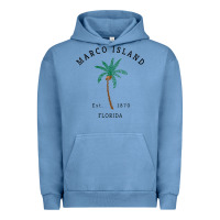 Pigment Pebble Blue womens marco island florida colorful palm tree retro novelty art v nec Urban Hoodie - linhVisuals