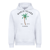 White womens marco island florida colorful palm tree retro novelty art v nec Urban Hoodie - linhVisuals