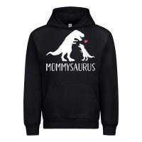 Black womens mommysaurus mom and baby dinosaur v neck t shirt Urban Hoodie - linhVisuals