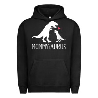 Pigment Black womens mommysaurus mom and baby dinosaur v neck t shirt Urban Hoodie - linhVisuals