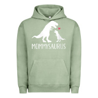 Pigment Oil Green womens mommysaurus mom and baby dinosaur v neck t shirt Urban Hoodie - linhVisuals