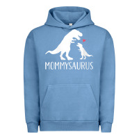 Pigment Pebble Blue womens mommysaurus mom and baby dinosaur v neck t shirt Urban Hoodie - linhVisuals